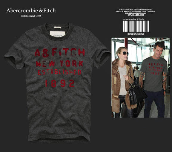 Abercrombie Fitch Hombres De Cuello Redondo Con Gente Fotos Corto Remera AF5619